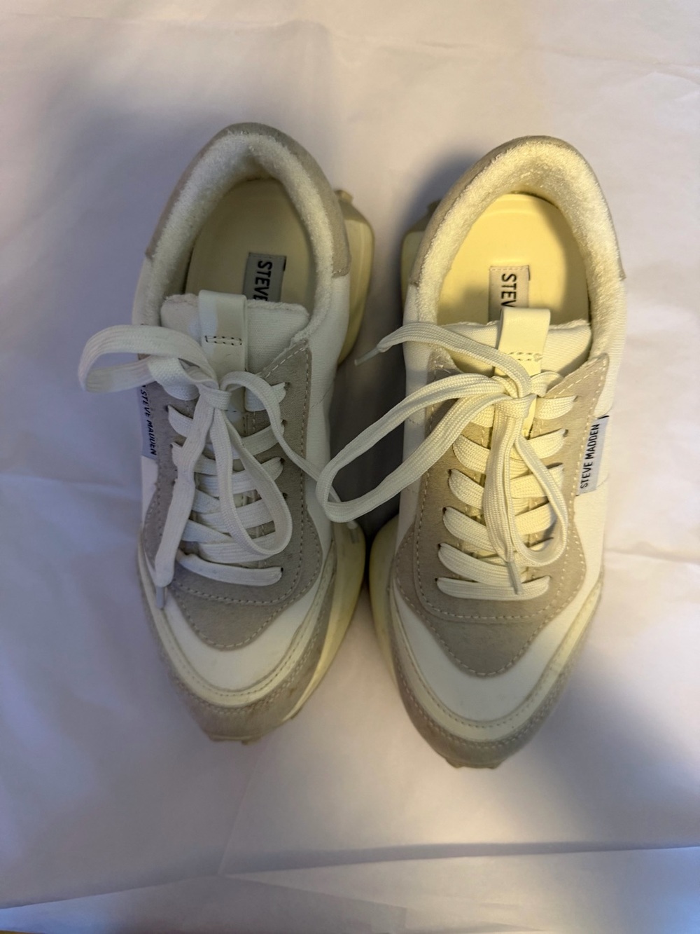 Steve Madden White and Tan Women's Sneakers